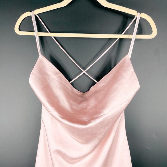 Superdown Billie Drape Midi Dress Satin Pink Slip Criss Cross Back Sz XS‎ - Picture 6 of 14